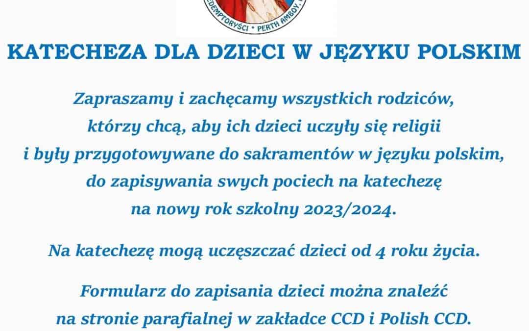 Formularz rejestracyjny na katechezę 2023/2024