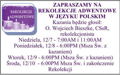 Rekolekcje Adwentowe – 7-10 grudnia 2025